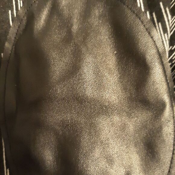 Maggy London Black White Knit Dress Faux Leather Accent Elbow Patches Size 12 - Picture 9 of 10